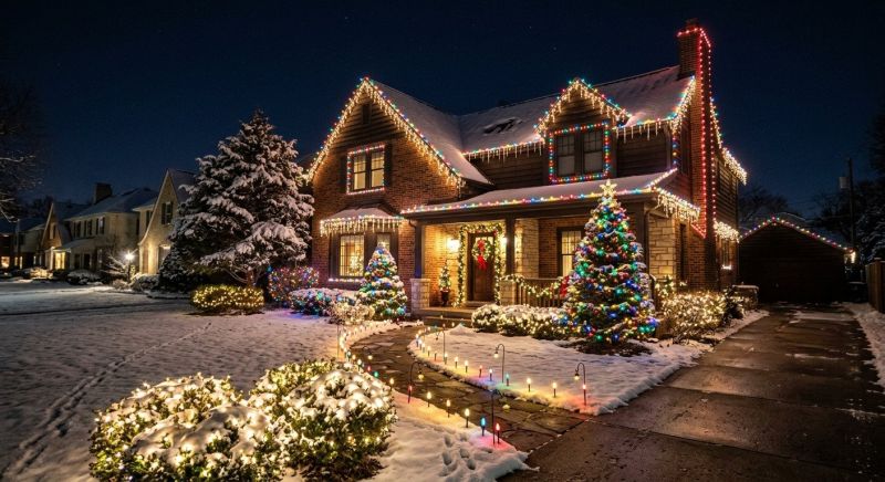 Christmas Lights Hanging in Roswell, GA