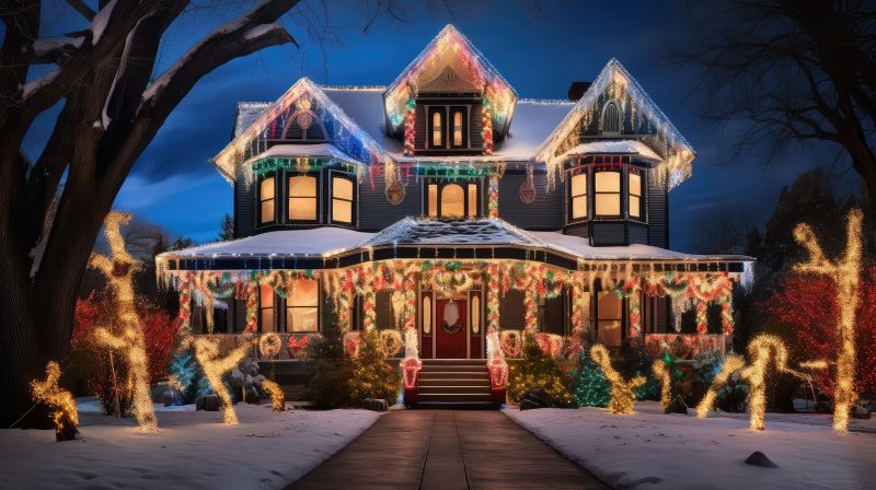 Christmas Lights Hanging in Roswell, GA
